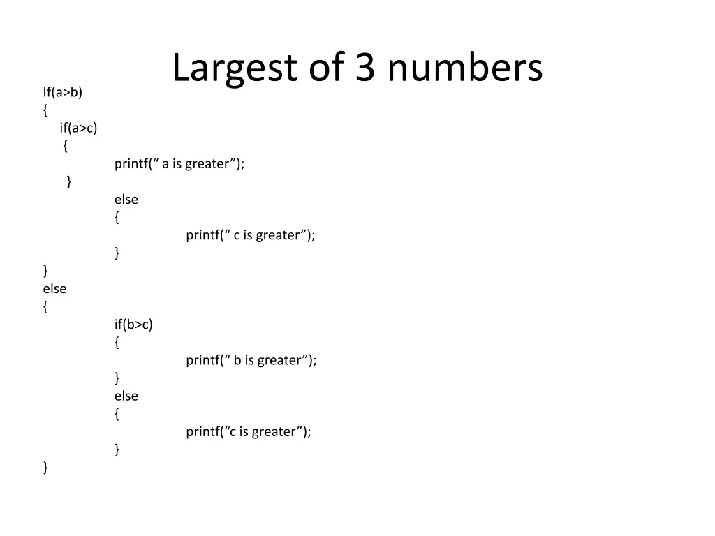 largest of 3 numbers