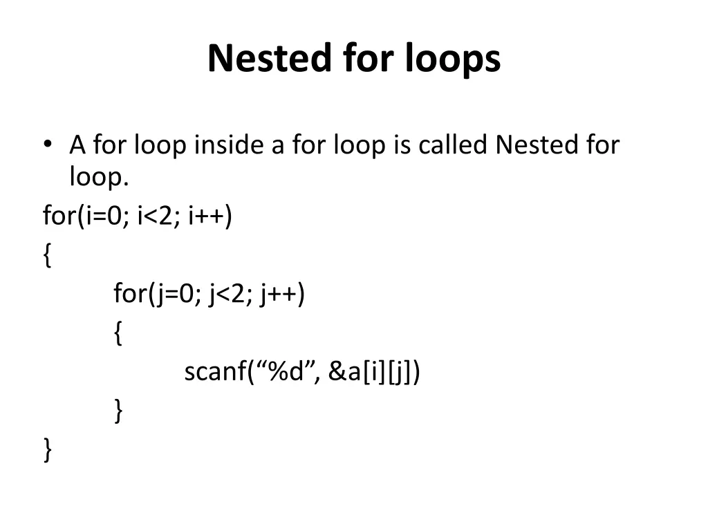 nested for loops