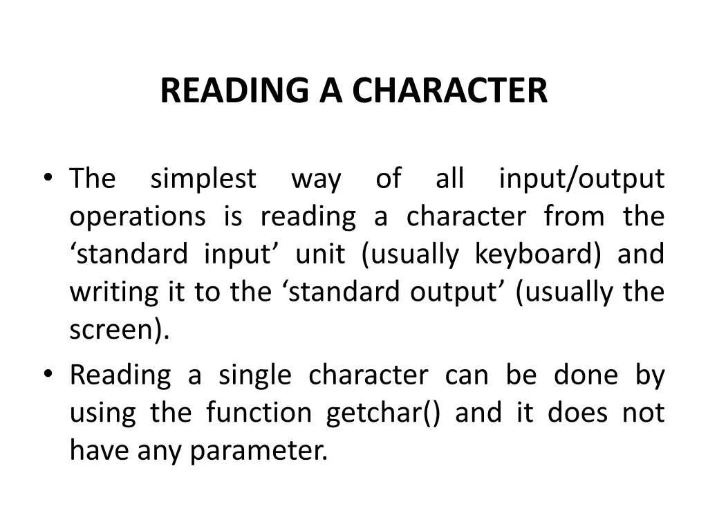reading a character