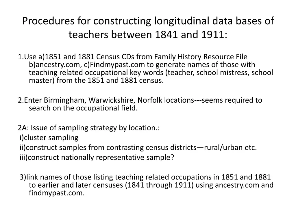 procedures for constructing longitudinal data