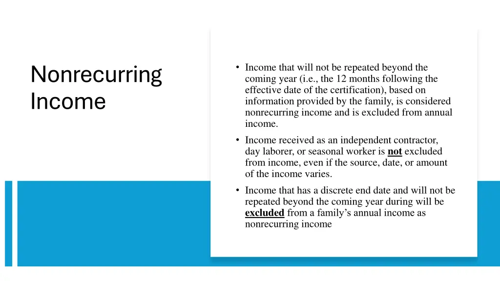 nonrecurring income