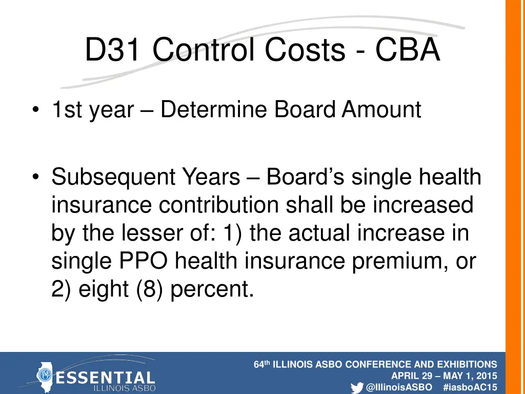 d31 control costs cba