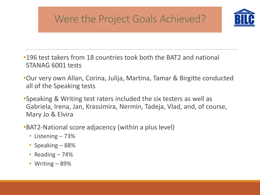 were the project goals achieved