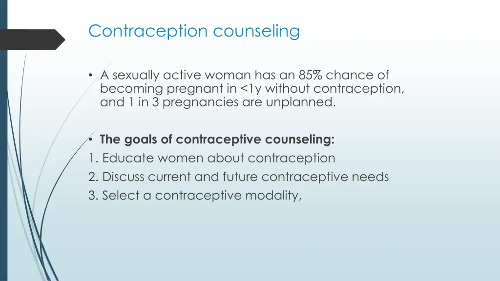 contraception counseling