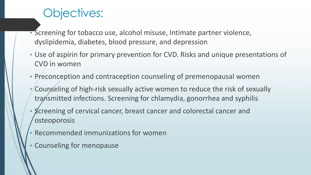 objectives