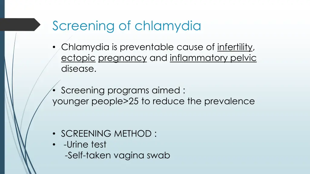 screening of chlamydia