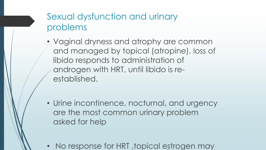 sexual dysfunction and urinary problems