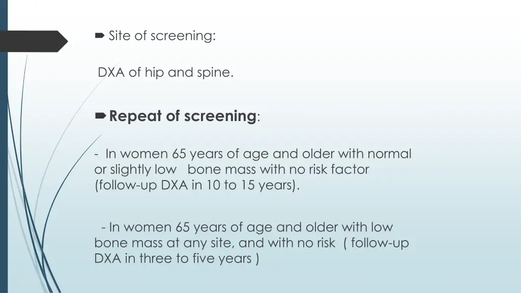 site of screening