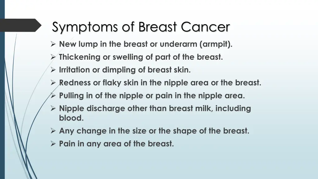 symptoms of breast cancer