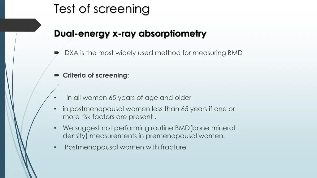 test of screening