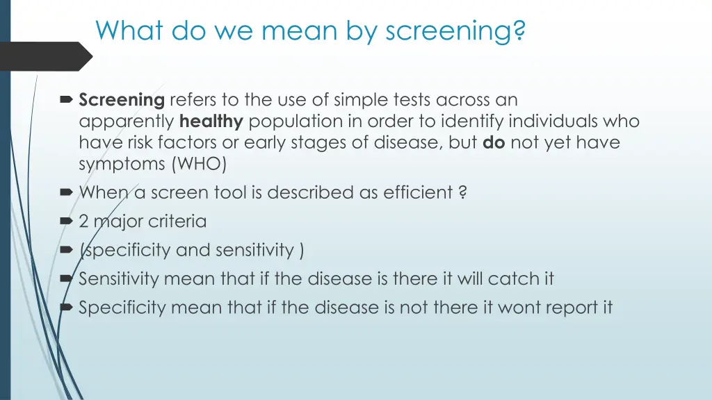what do we mean by screening