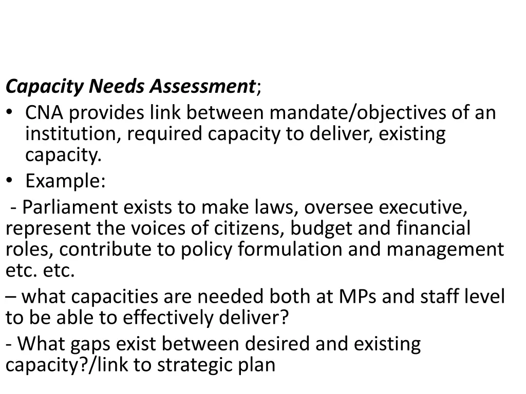 capacity needs assessment cna provides link