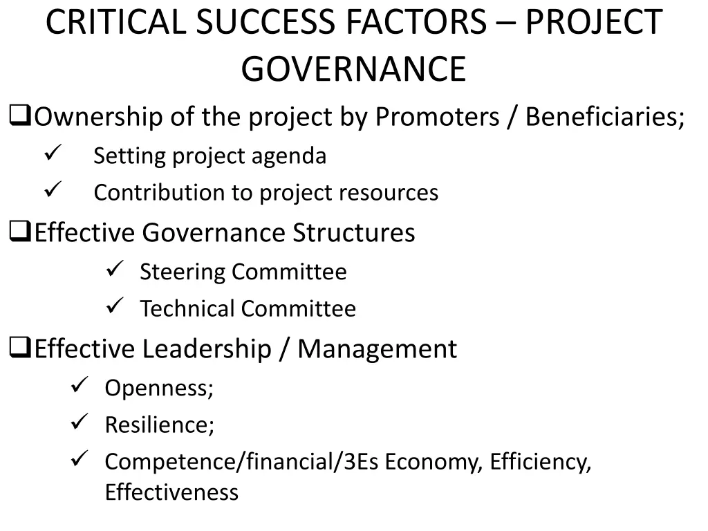 critical success factors project governance