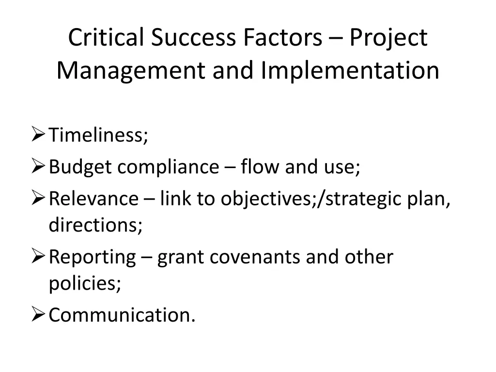 critical success factors project management