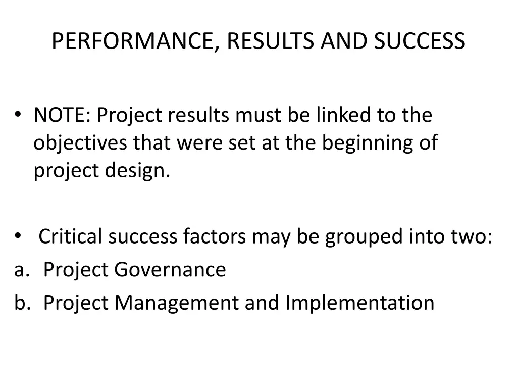 performance results and success