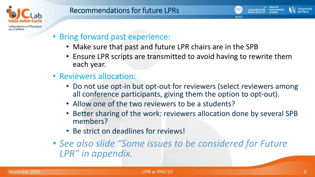recommendations for future lprs recommendations