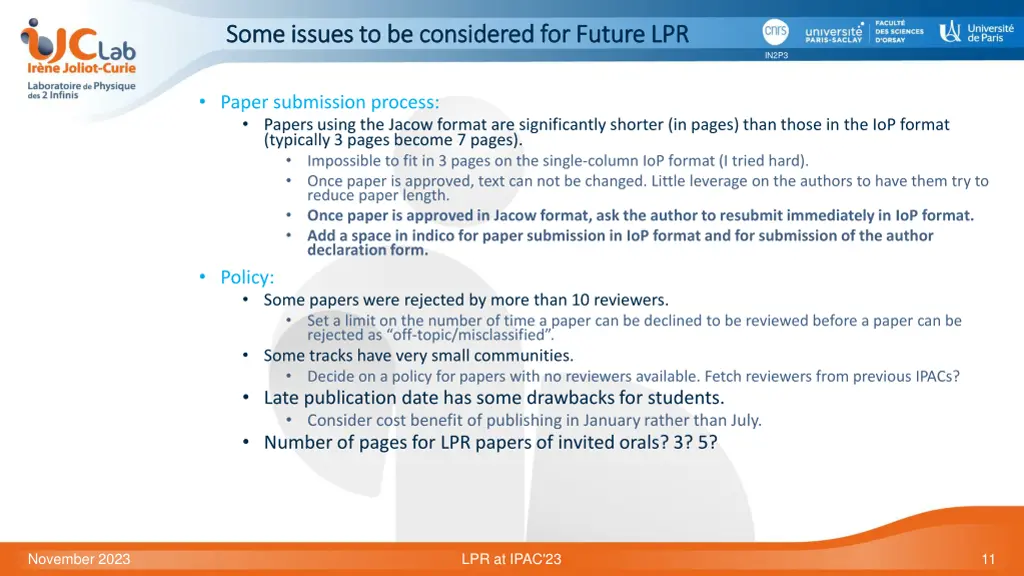 some issues to be considered for future lpr some