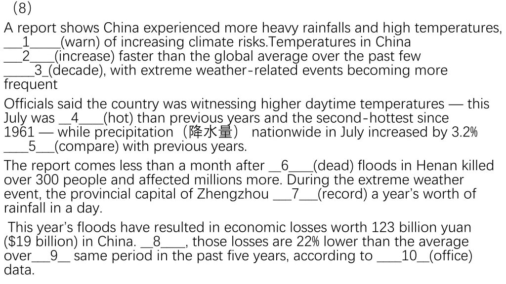 8 a report shows china experienced more heavy