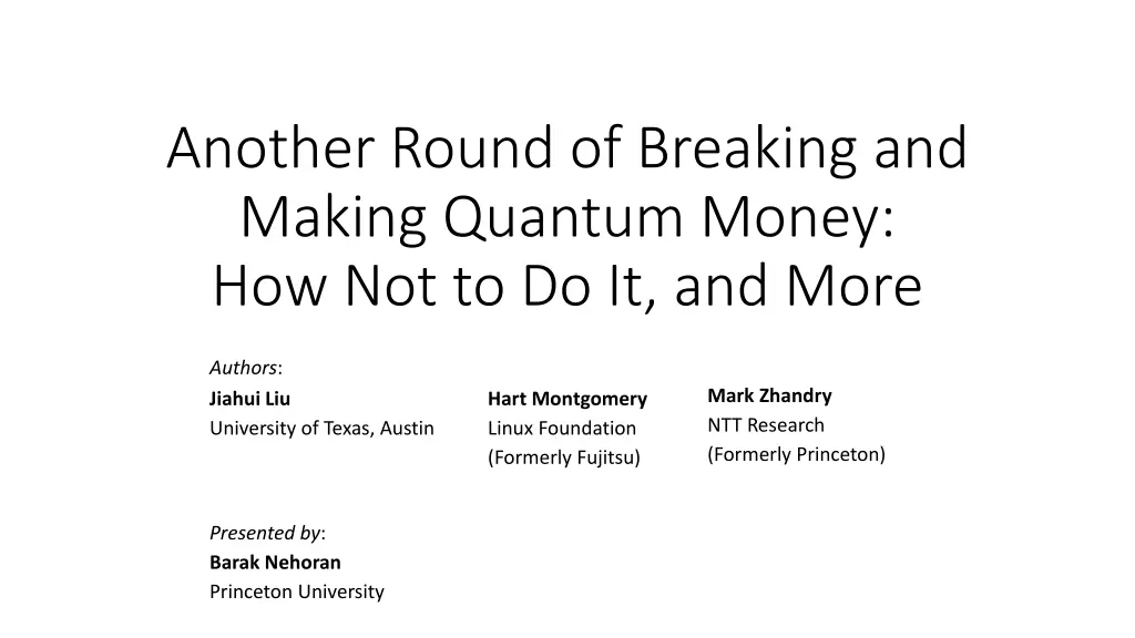 another round of breaking and making quantum