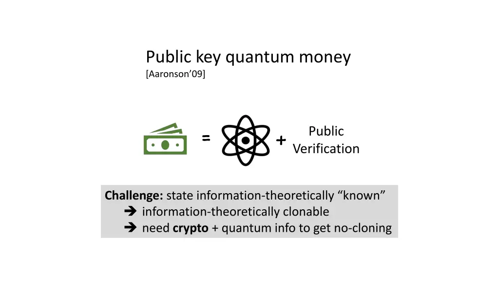 public key quantum money aaronson 09
