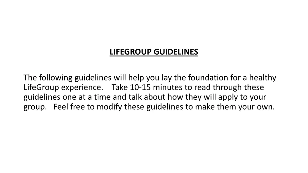 lifegroup guidelines