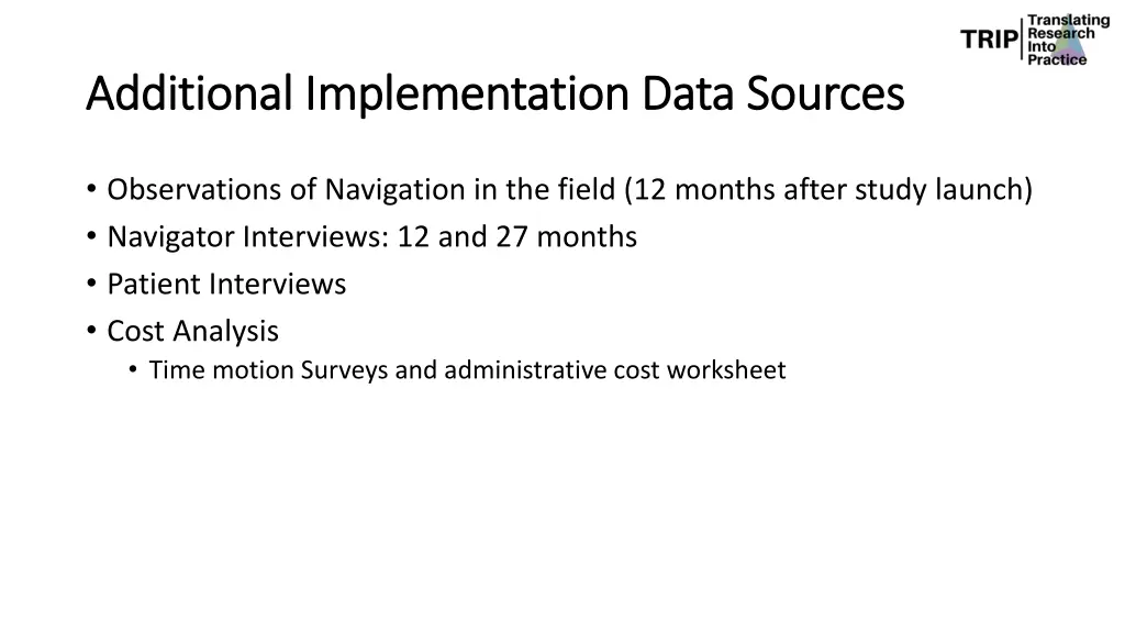 additional implementation data sources additional