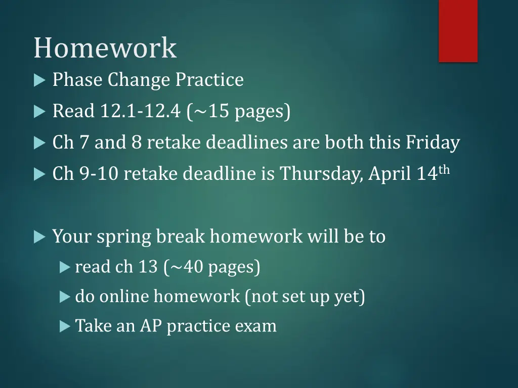 homework phase change practice read