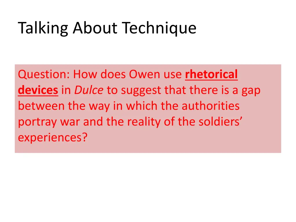 talking about technique