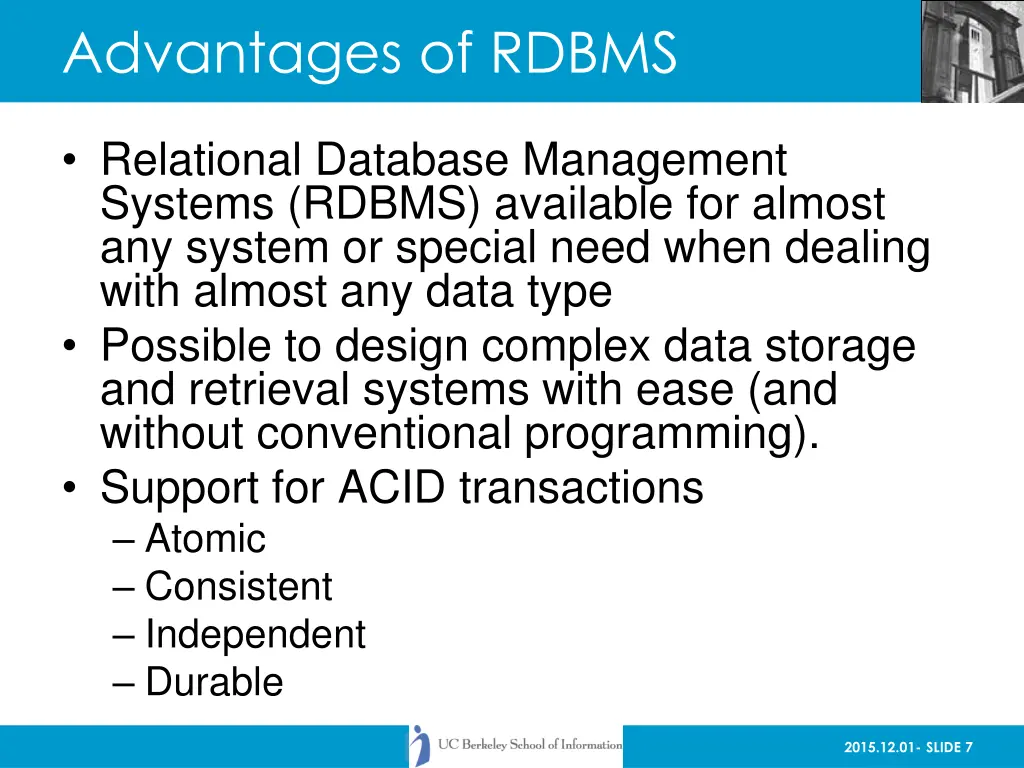 advantages of rdbms