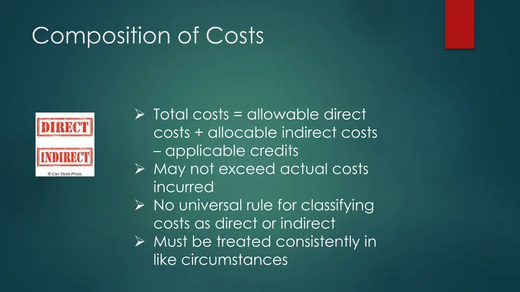 composition of costs