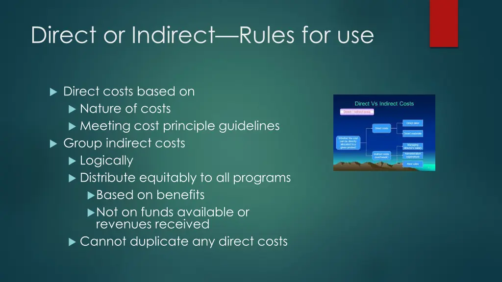 direct or indirect rules for use