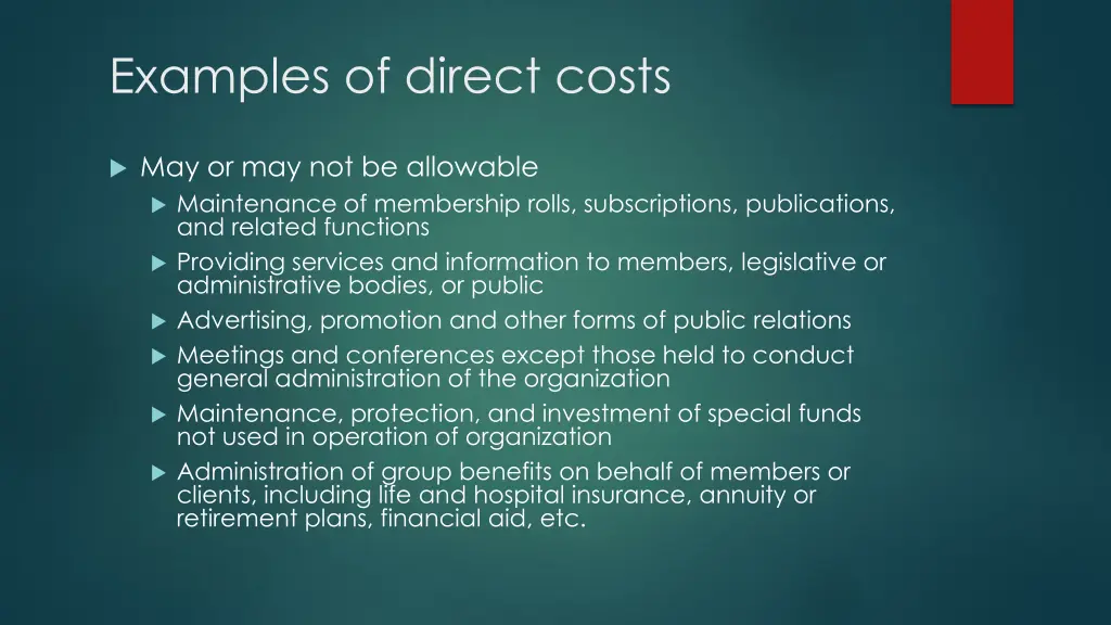 examples of direct costs