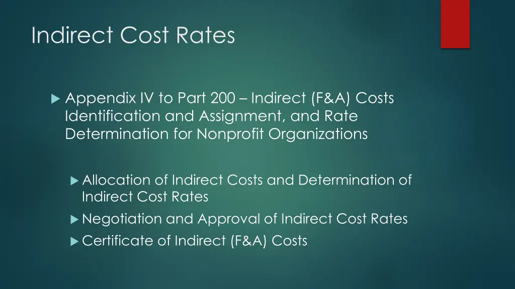 indirect cost rates 1
