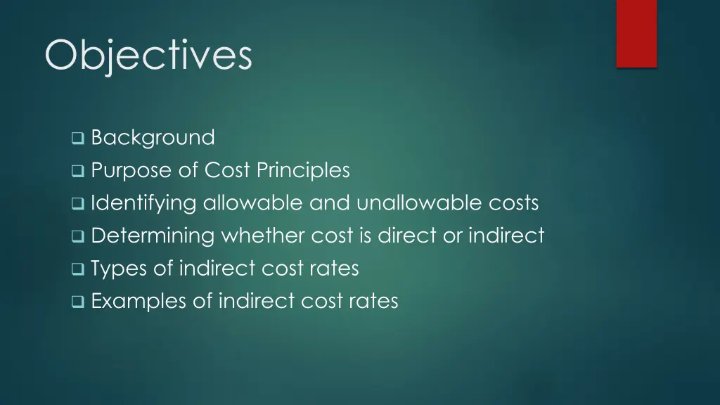 objectives