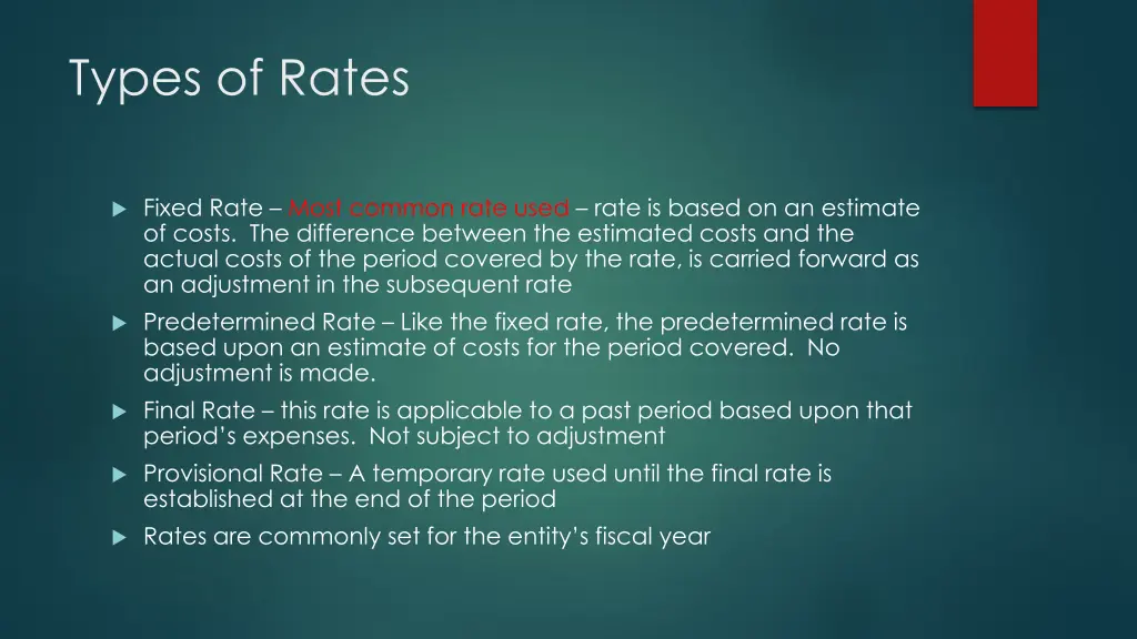 types of rates
