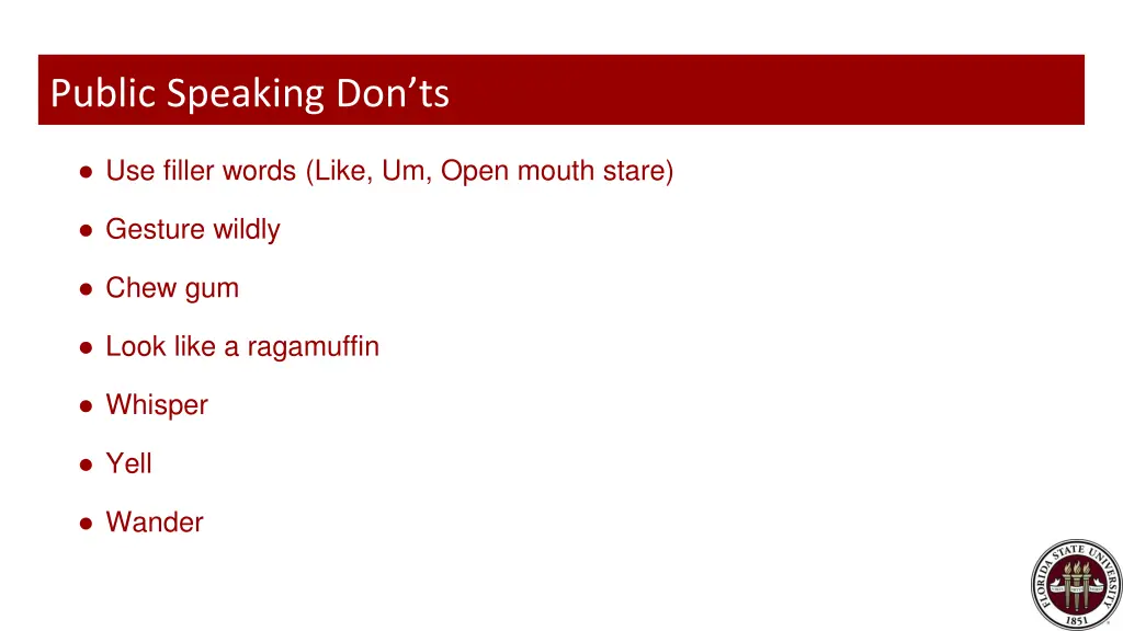 public speaking don ts