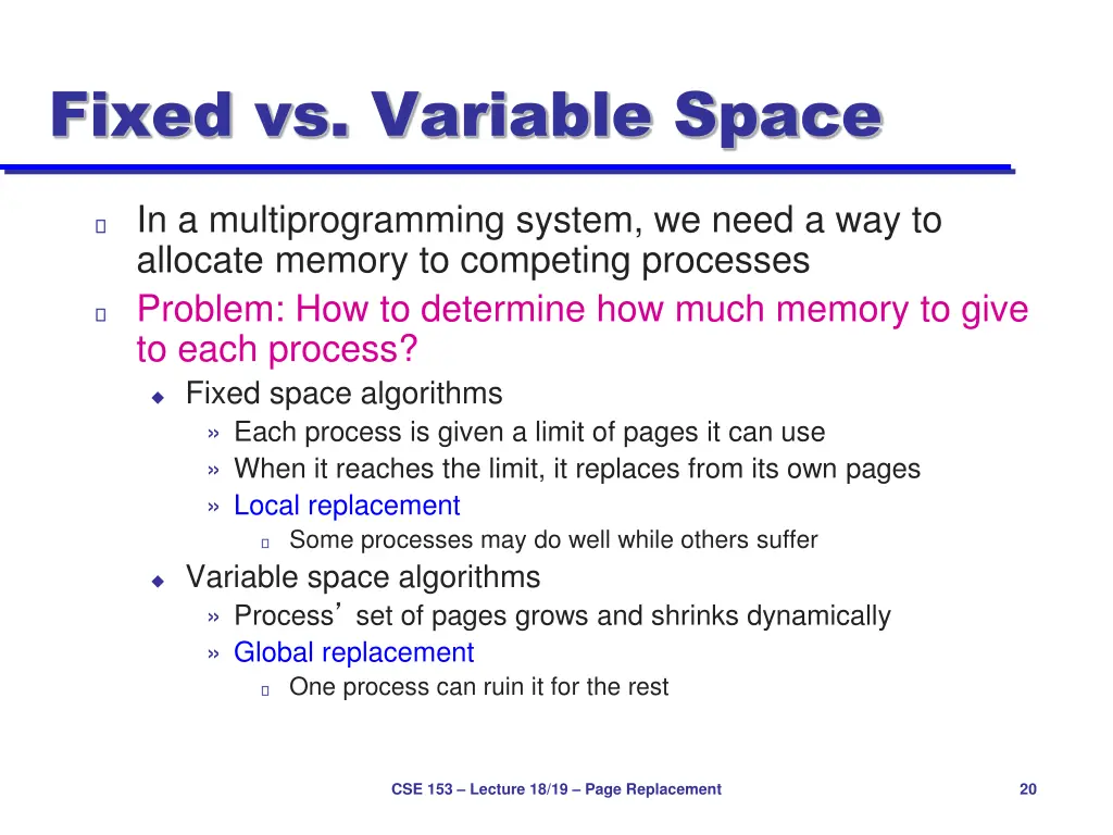 fixed vs variable space