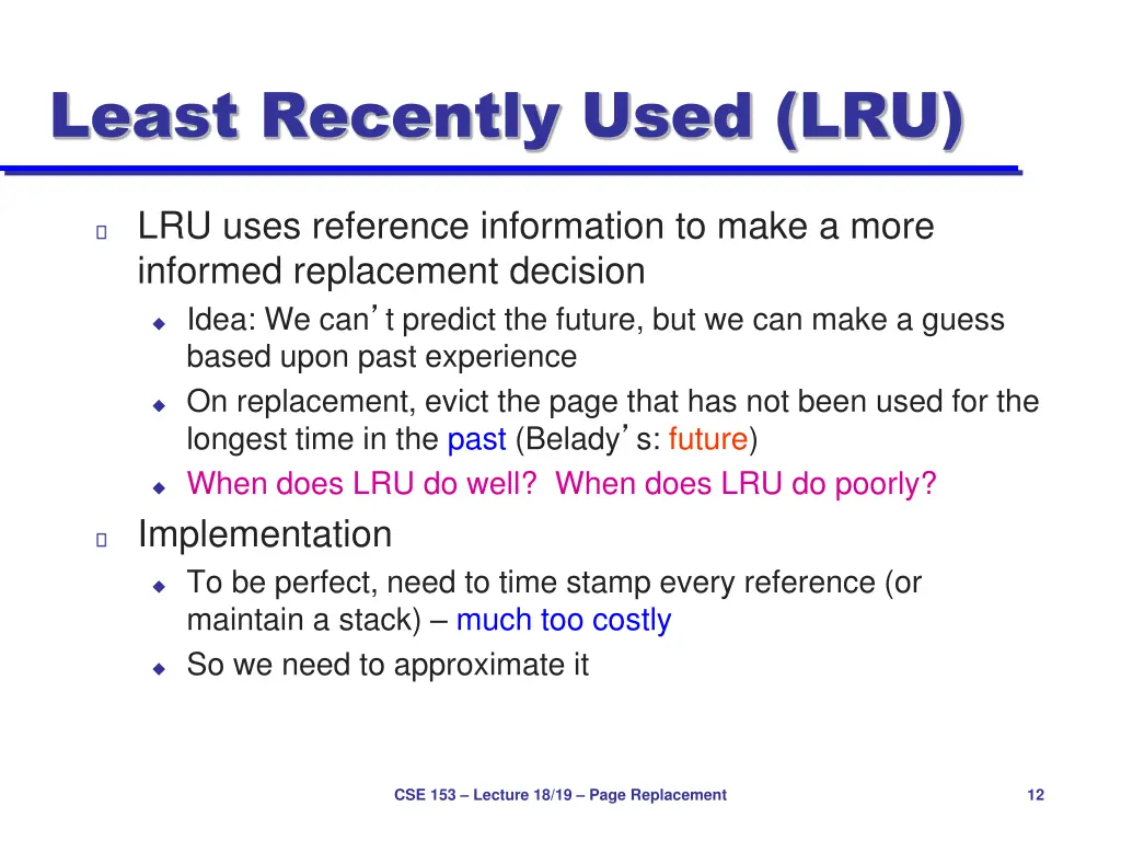 least recently used lru