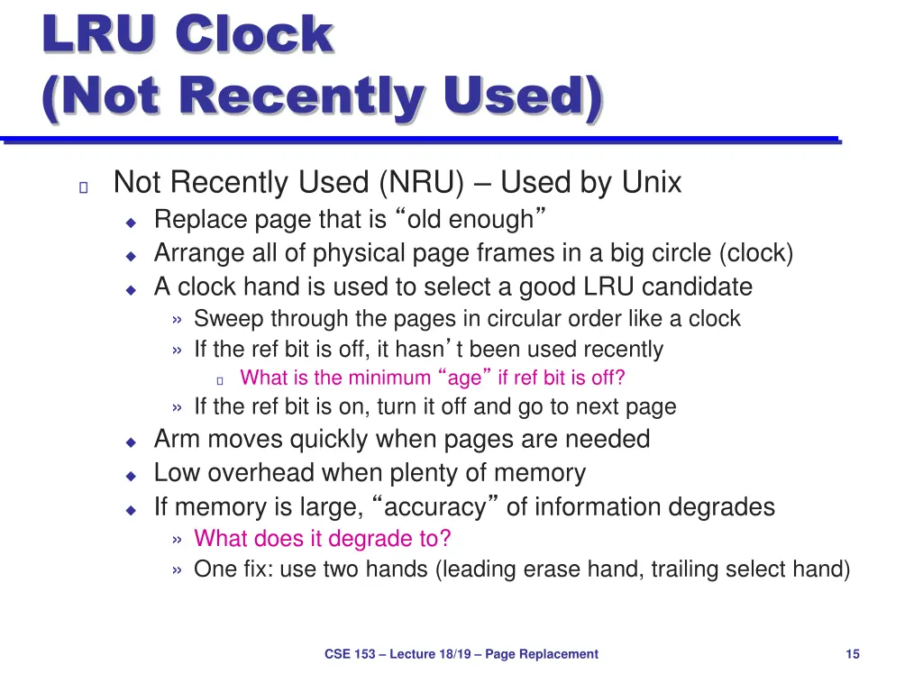 lru clock not recently used