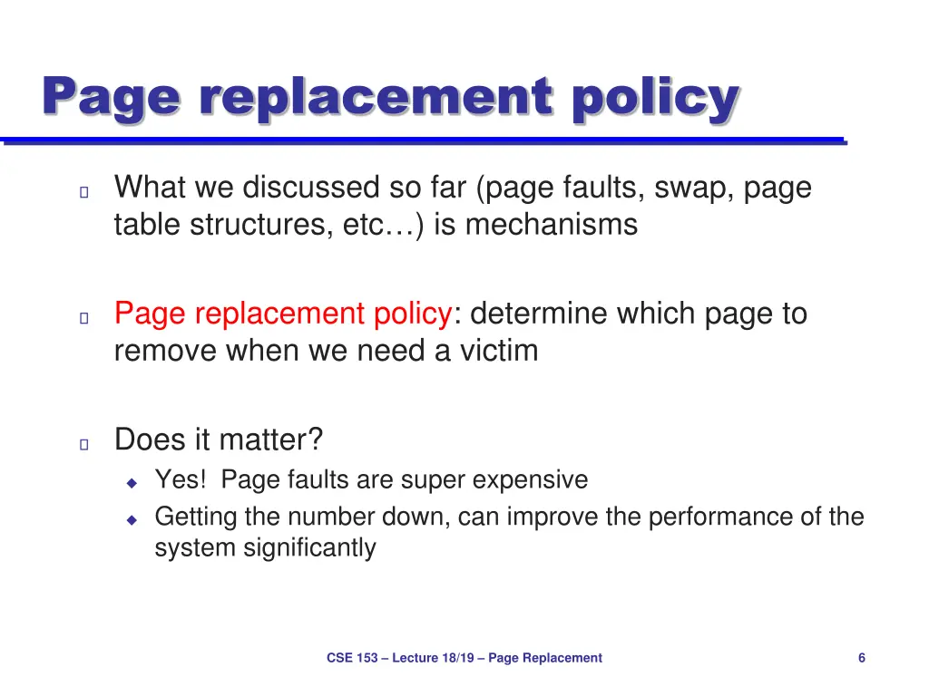 page replacement policy