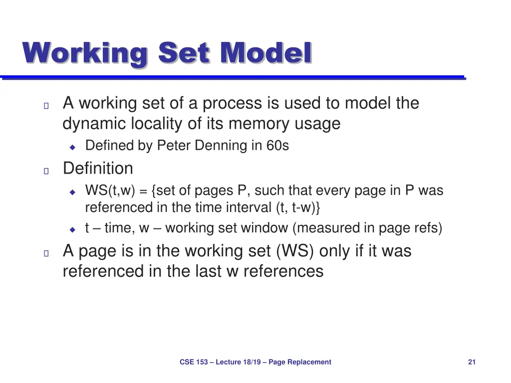 working set model