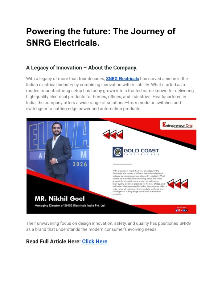 powering the future the journey of snrg