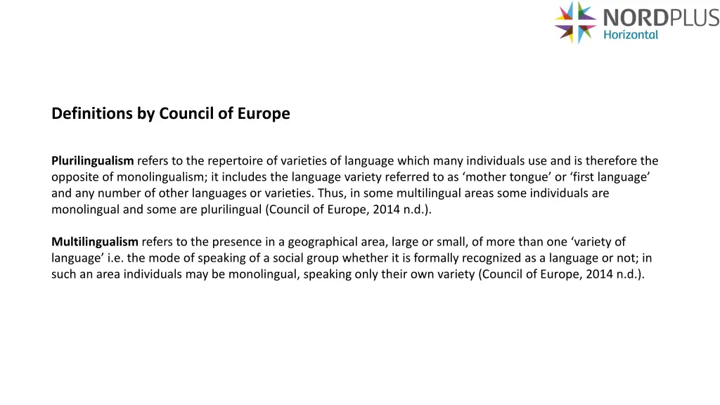 definitions by council of europe