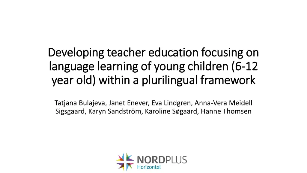 developing teacher education focusing