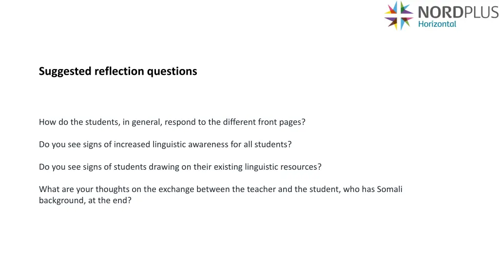 suggested reflection questions