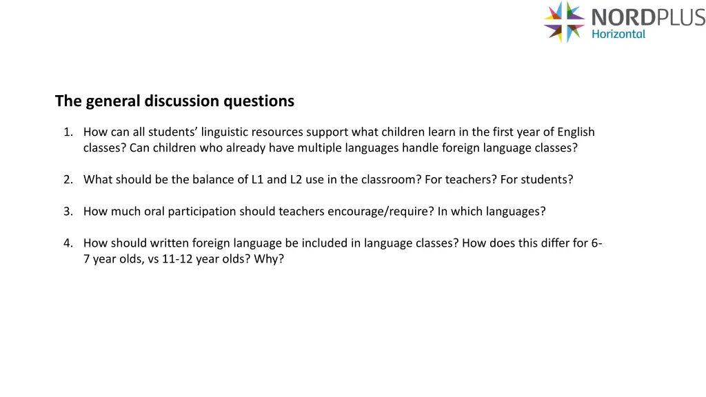 the general discussion questions