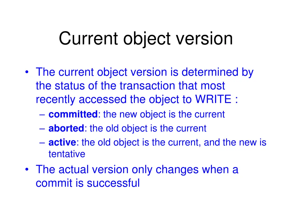 current object version