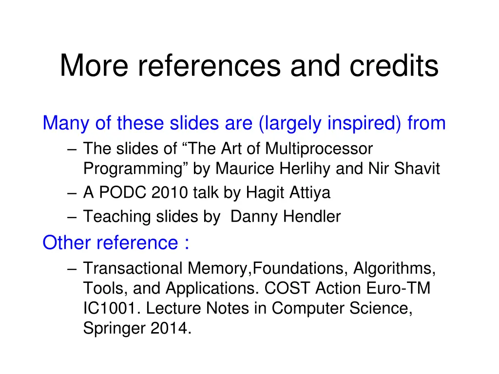 more references and credits