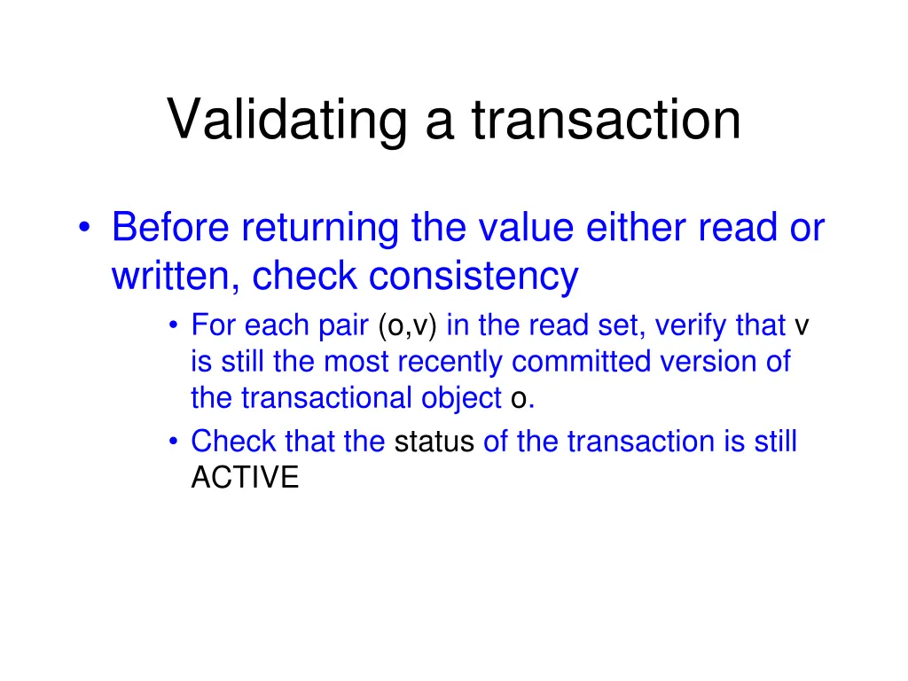 validating a transaction
