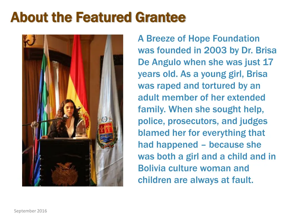 about the featured grantee about the featured